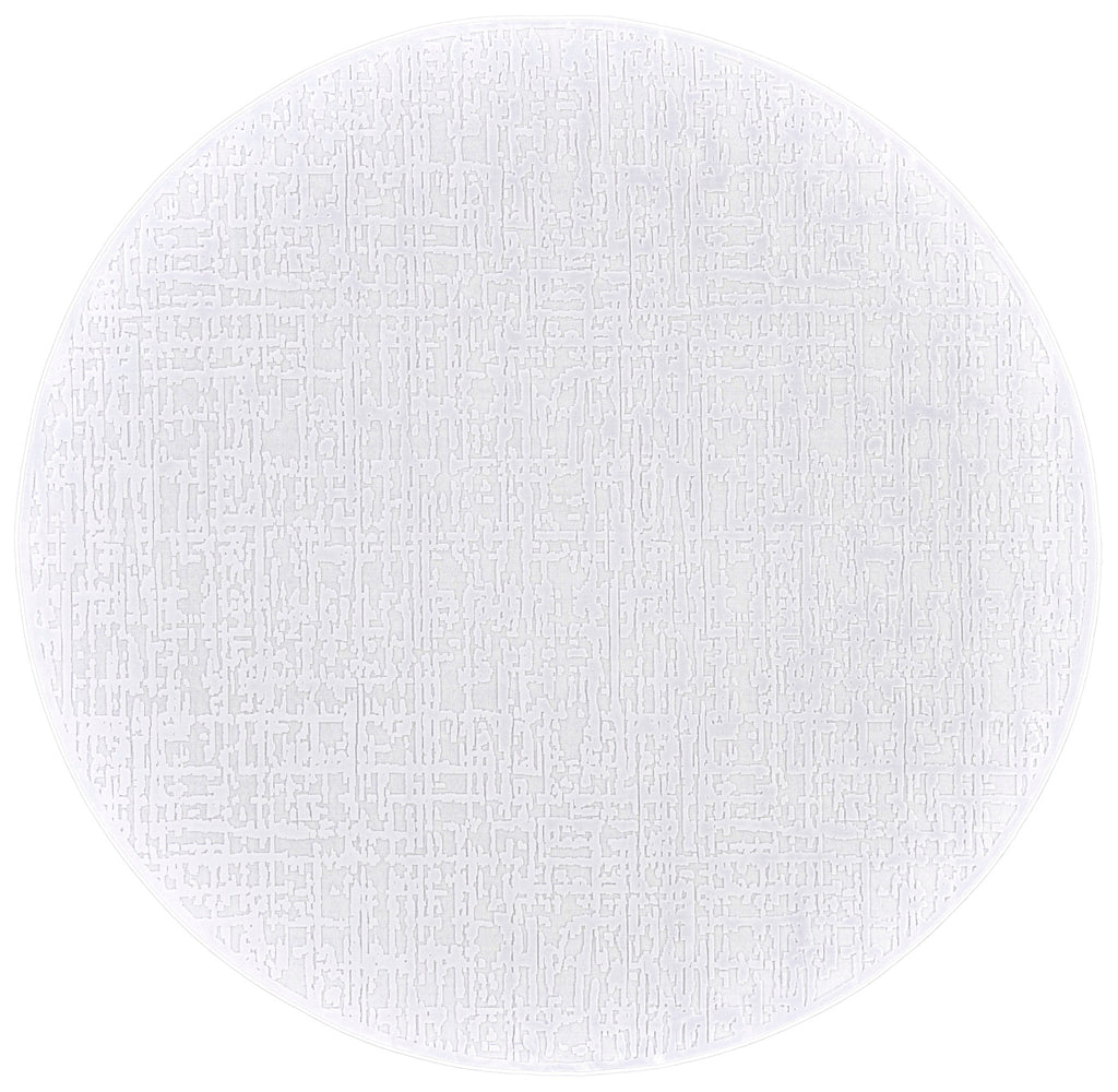 Saphir Mira Modern Abstract White Gray Pink Area Rug (7'6" x 7'6")