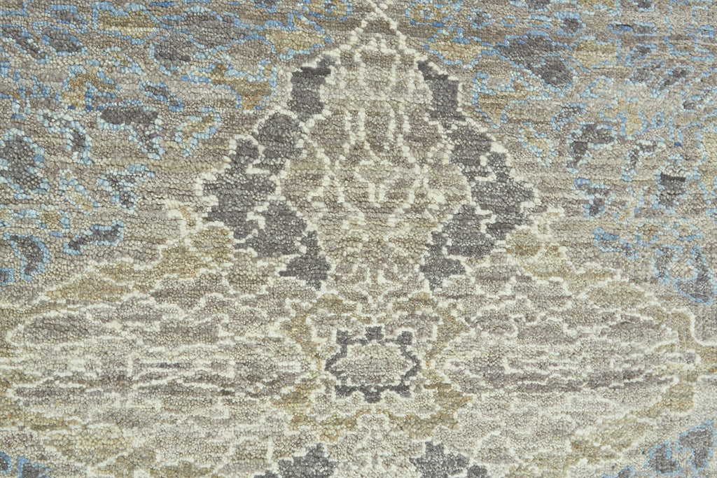 Dalia Modern Damask Gray Ivory Green Area Rug (7'9" x 9'9")