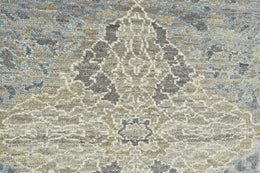 Dalia Modern Damask Gray Ivory Green Area Rug (8'6" x 11'6")