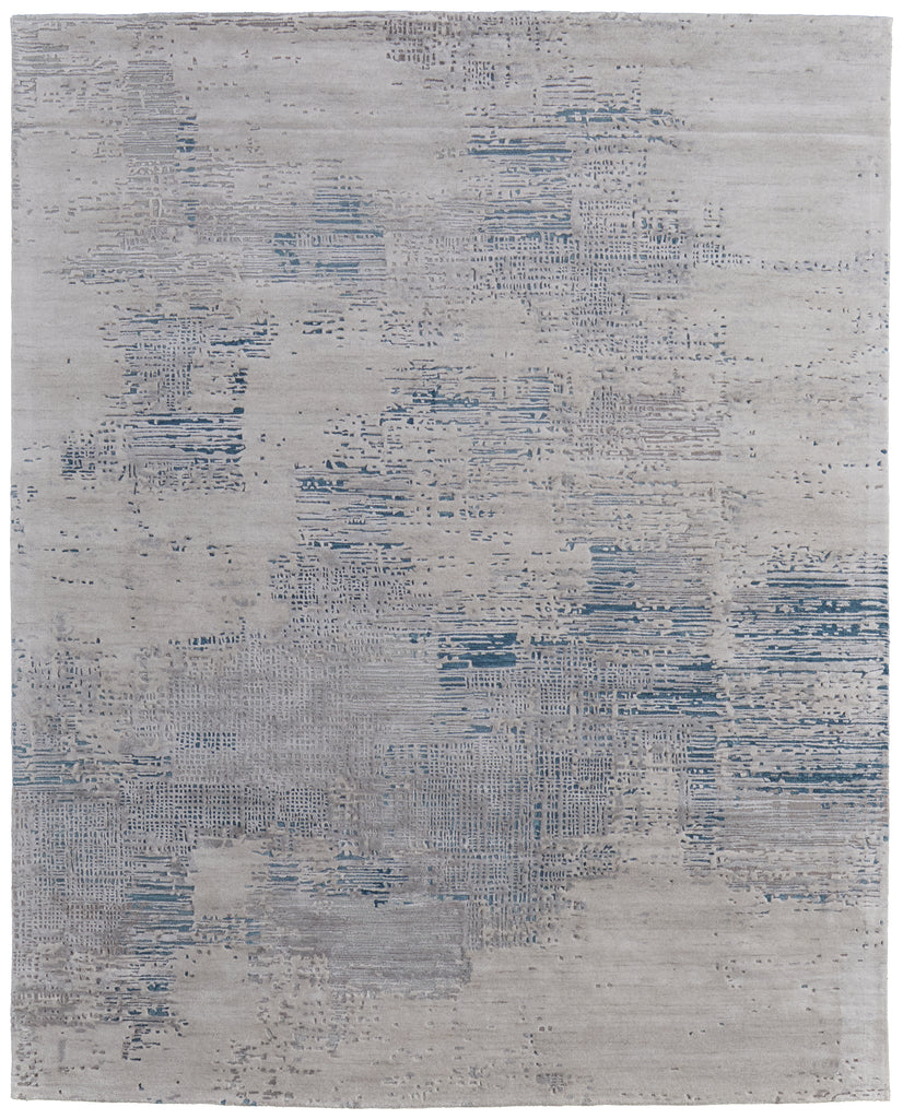 Zarah Modern Abstract Gray Taupe Blue Area Rug (5' x 8')