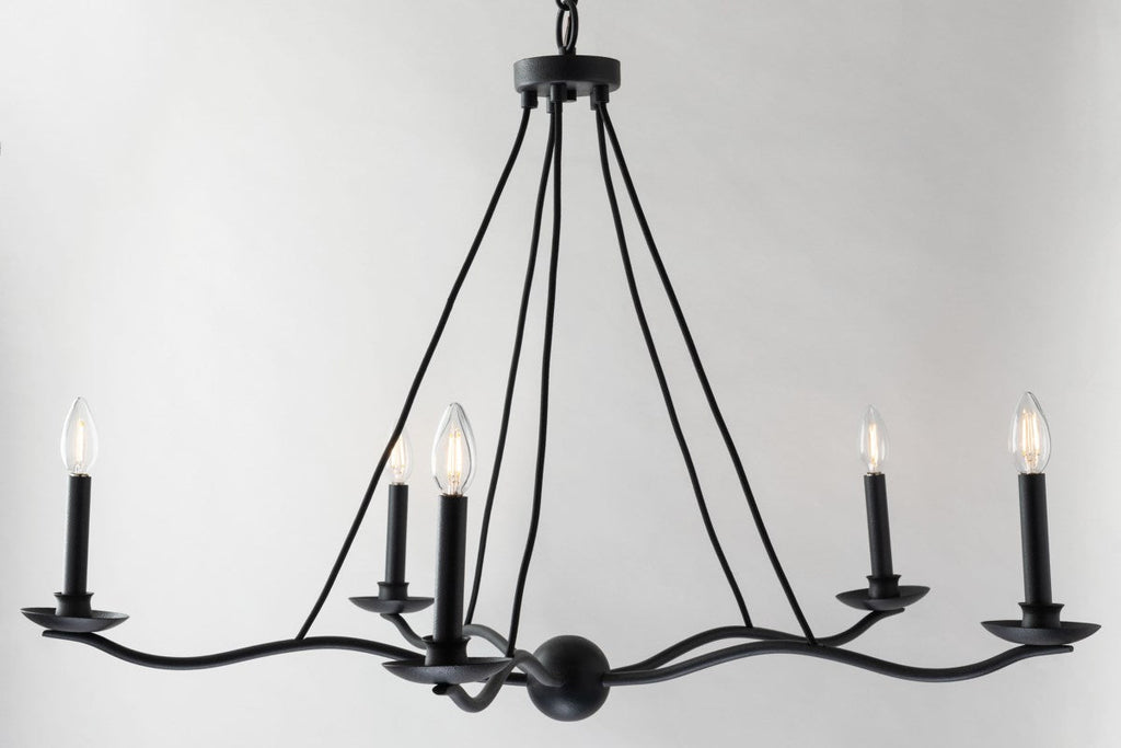 Sawyer Chandelier  - Forged Iron, 42", 9 Lamps