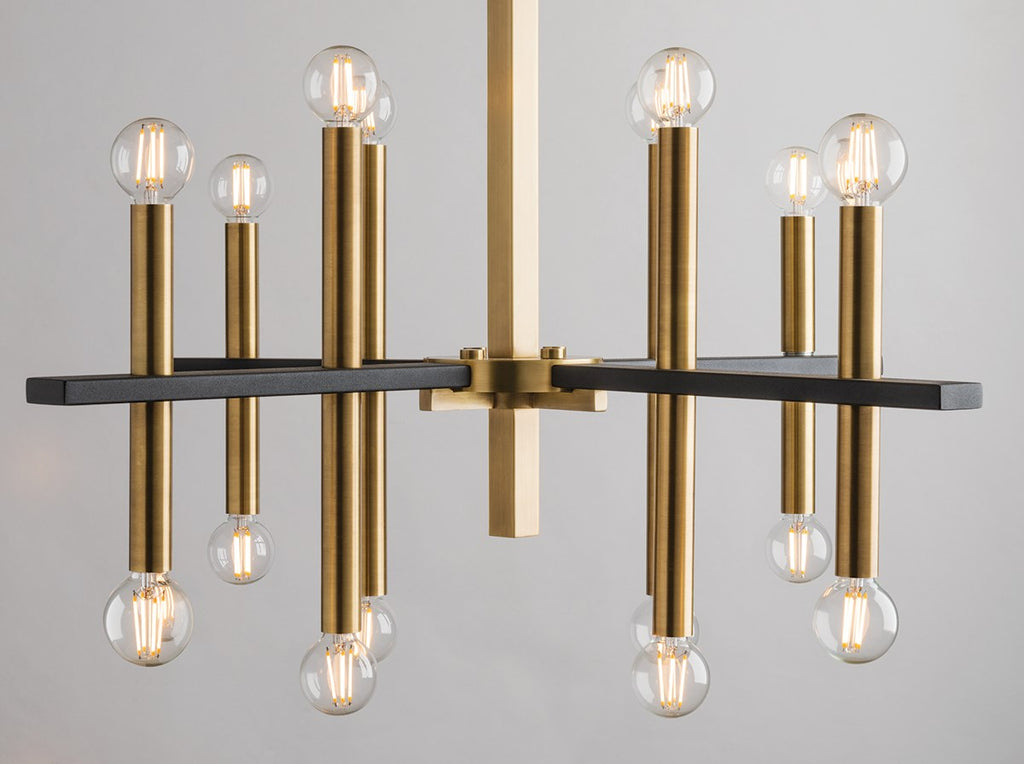 Colette Chandelier 27" - Aged Brass/Dusk Black