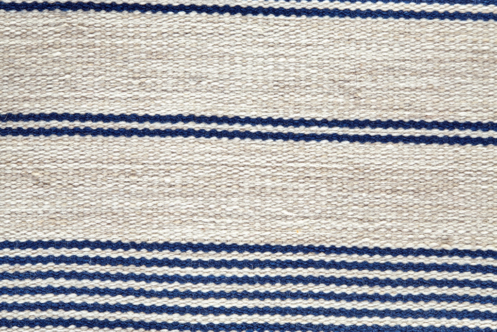 Duprine Transitional Stripes White Ivory Blue Area Rug (4' x 6')