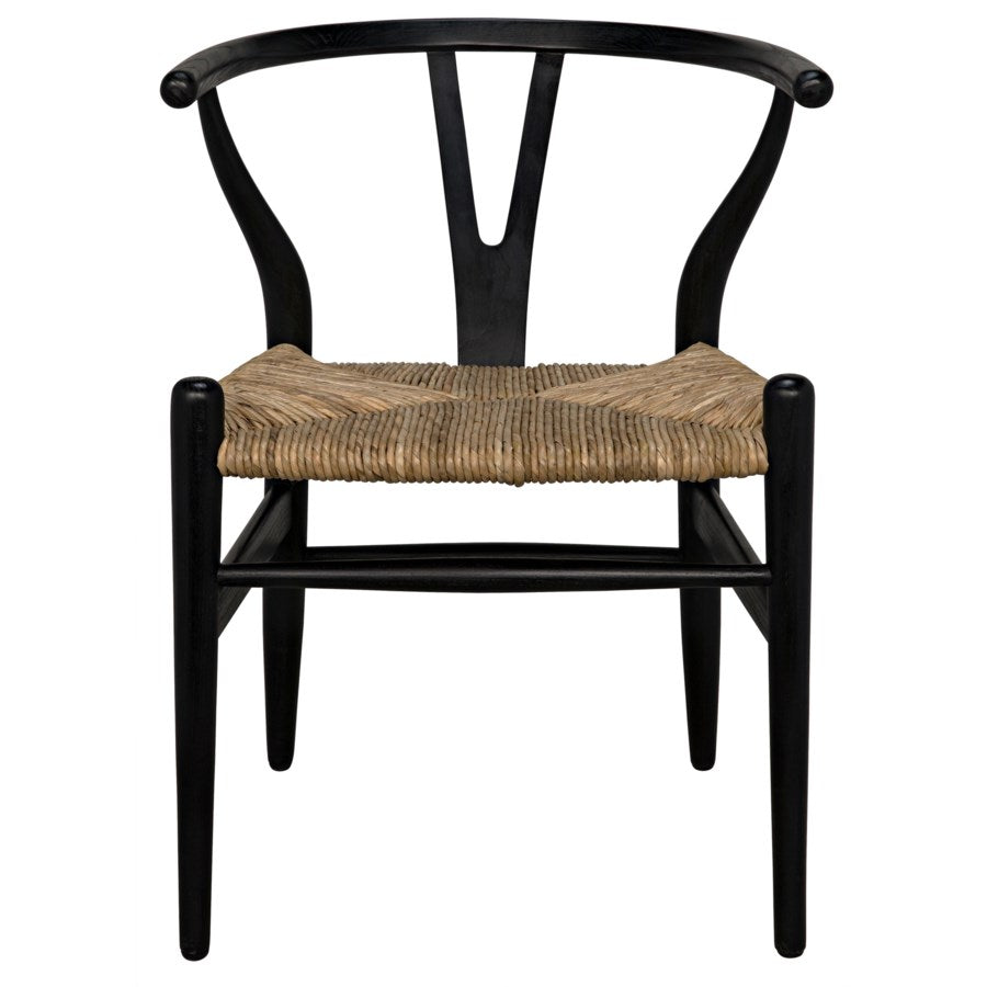 Zola Chair with Rush Seat, Charcoal Black