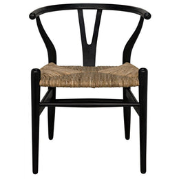 Zola Chair with Rush Seat, Charcoal Black