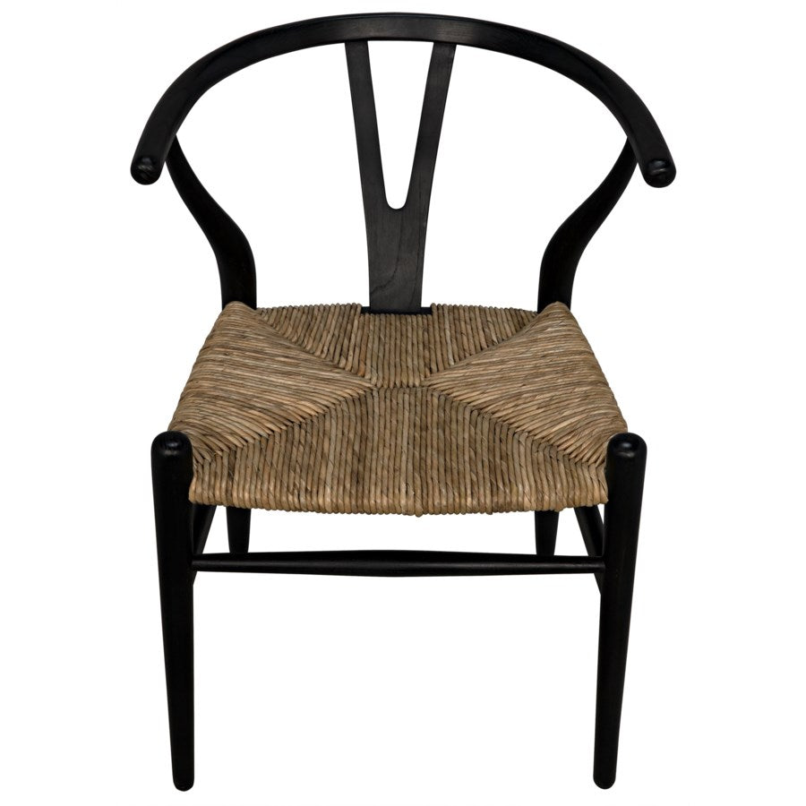 Zola Chair with Rush Seat, Charcoal Black