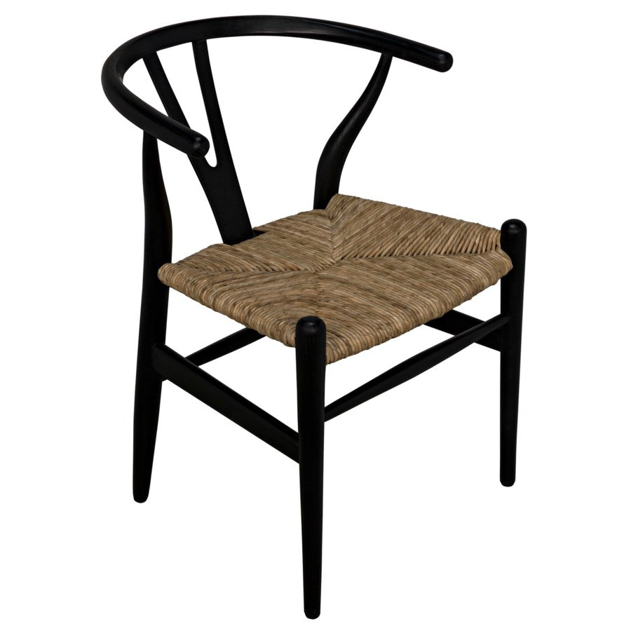 Zola Chair with Rush Seat, Charcoal Black