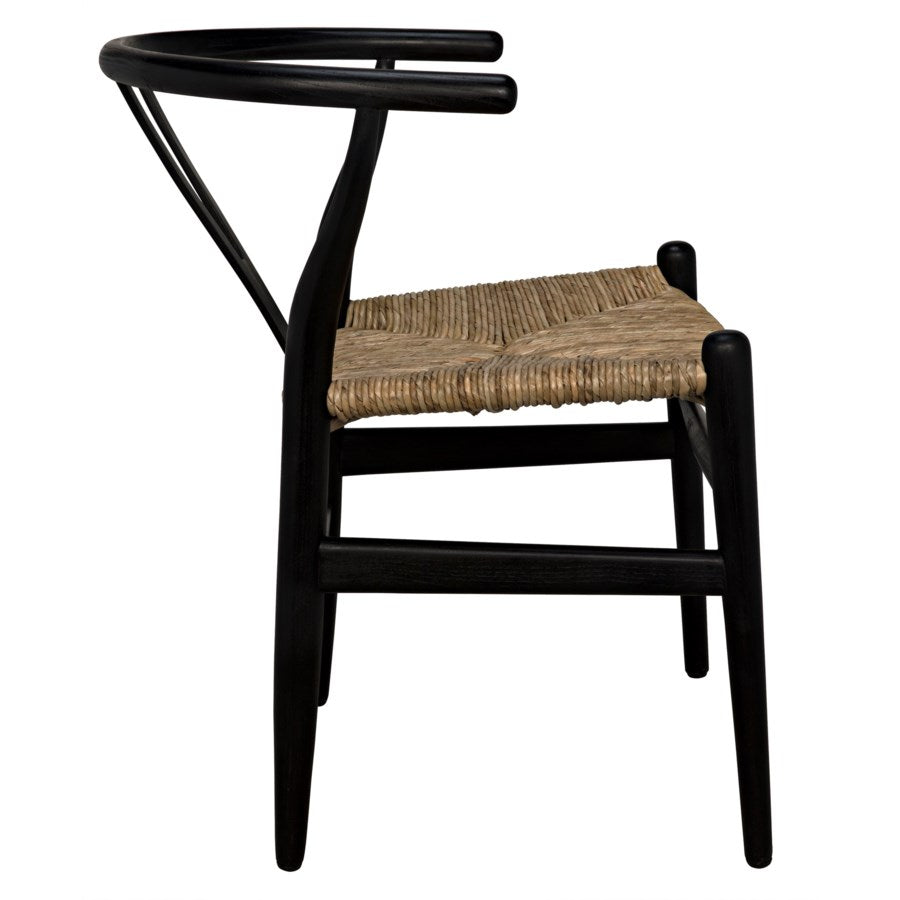 Zola Chair with Rush Seat, Charcoal Black