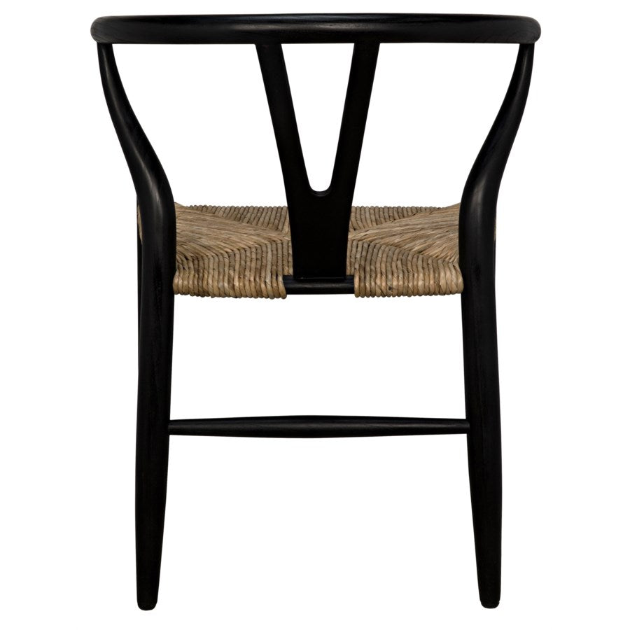 Zola Chair with Rush Seat, Charcoal Black