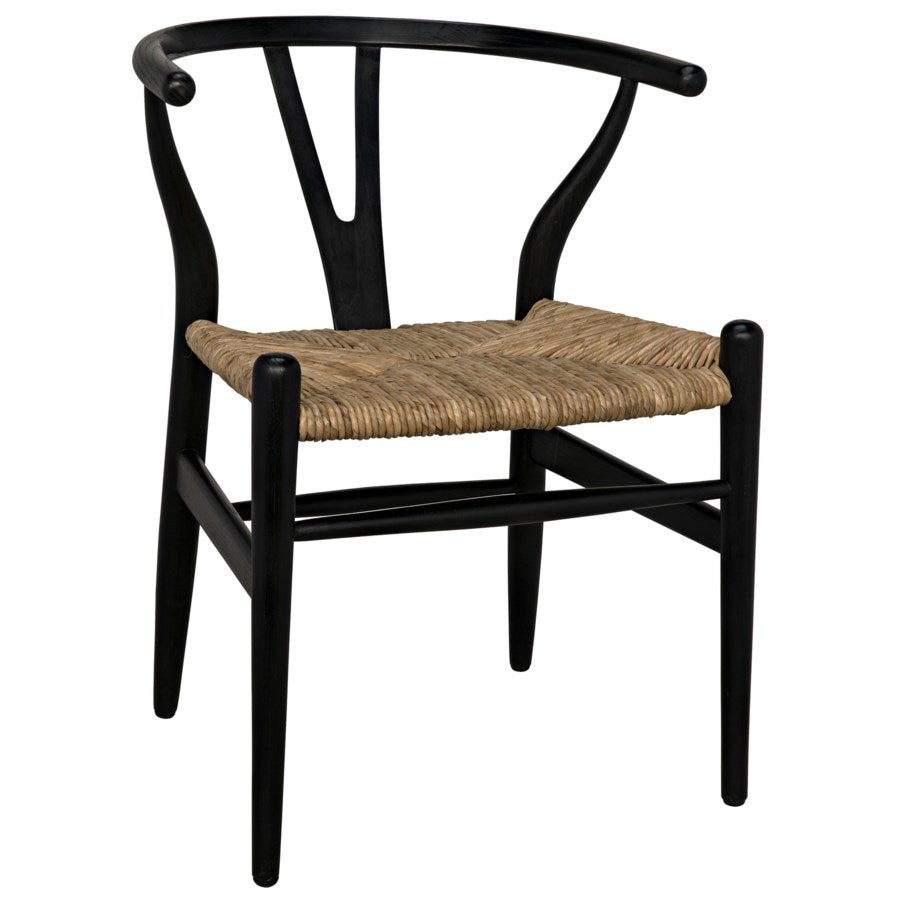 Zola Chair with Rush Seat, Charcoal Black