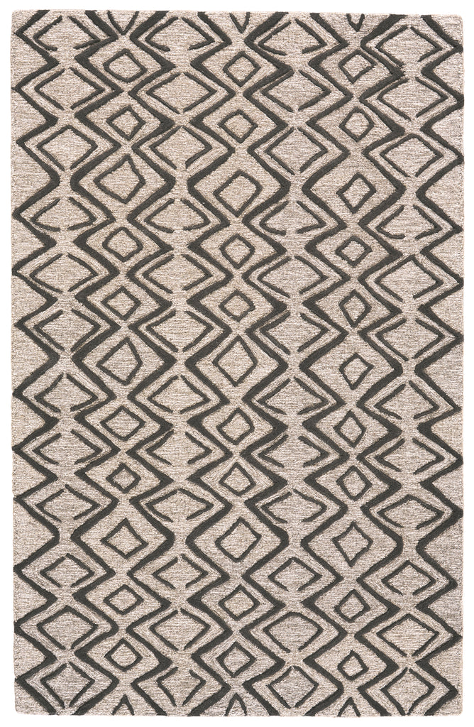 Enzo Transitional Geometric Black Gray Taupe Area Rug (5' x 8')