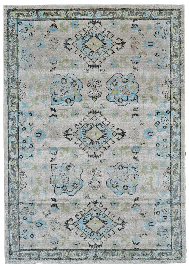 Katari Transitional Geometric Gray Blue Green Area Rug (8' x 11')