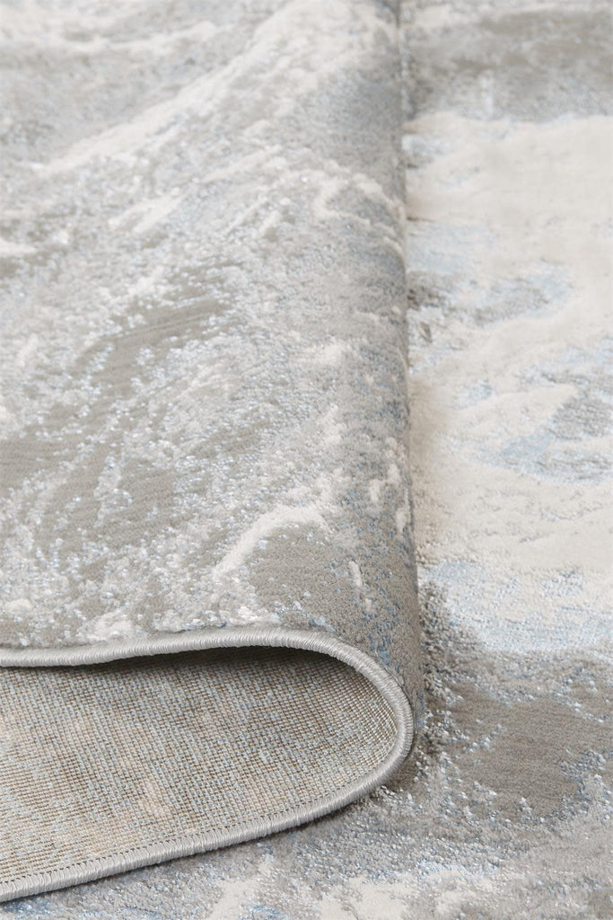 Azure Modern Abstract Silver Gray Ivory Area Rug (12' x 15')