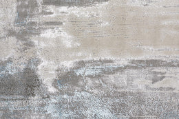 Azure Modern Abstract Gray Ivory Blue Area Rug (2'10" x 7'10" / Pattern 1)