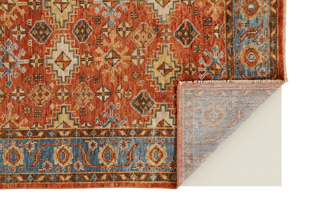 Carrington Traditional Oriental Red Blue Orange Area Rug (2'6" x 8')