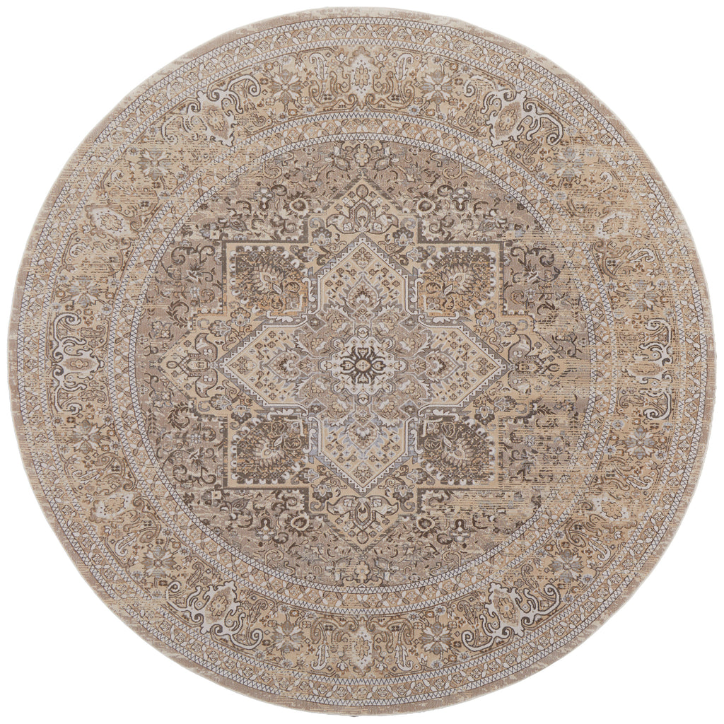 Celene Traditional Medallion Brown Ivory Tan Area Rug (7'9" x 7'9")