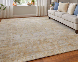 Eastfield Modern Abstract Yellow Ivory Gold Area Rug (10' x 14' / Pattern 1)