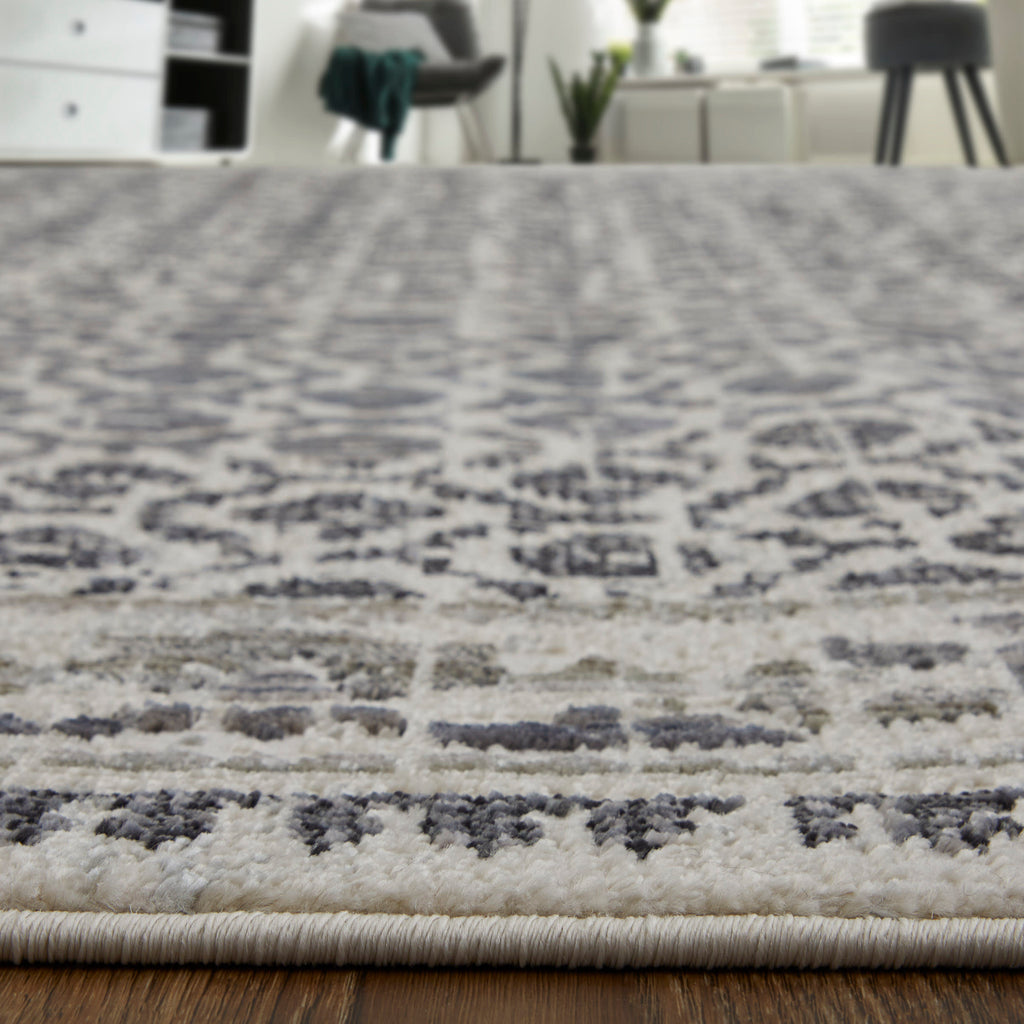 Kano Transitional Distressed Ivory Taupe Gray Area Rug (8'9" x 8'9")