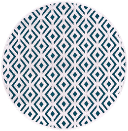 Saphir Mira Modern Solid Blue Green White Area Rug (9'8" x 12'7")