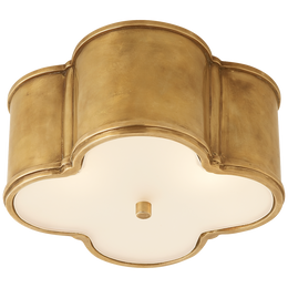 Basil Small Flush Mount in Natural Brass with Frosted Glass