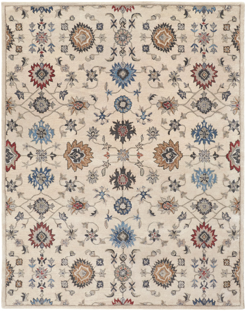 Rylan Transitional Floral Botanical Ivory Blue Tan Area Rug (10' x 14')