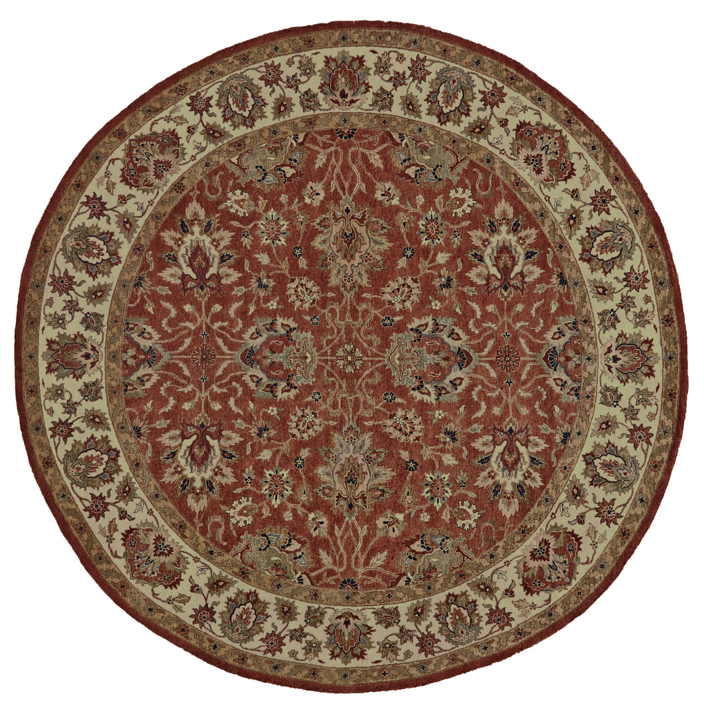 Faulkner Traditional Oriental Red Tan Taupe Area Rug (8' x 8')