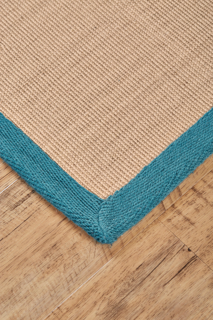 Berle Modern Bordered Tan Blue Green Area Rug (8' x 10')