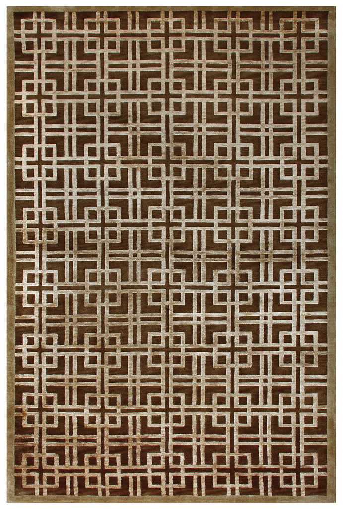 Dim Sum Modern Geometric Brown Gold Area Rug (5'6" x 8'6")