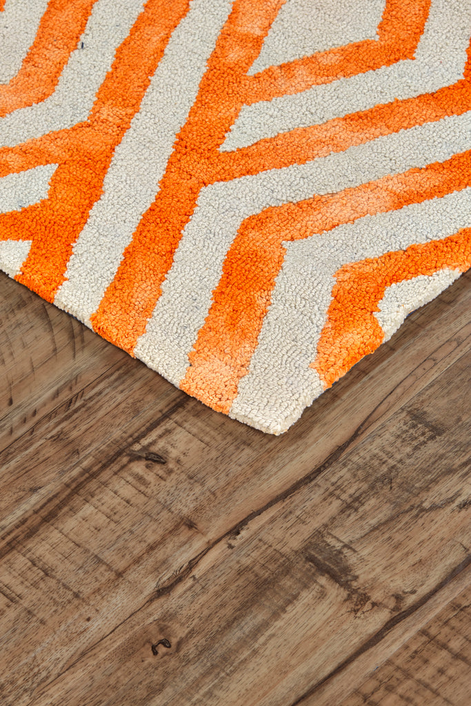 Garcia Transitional Geometric Orange Ivory Area Rug (5' x 8')