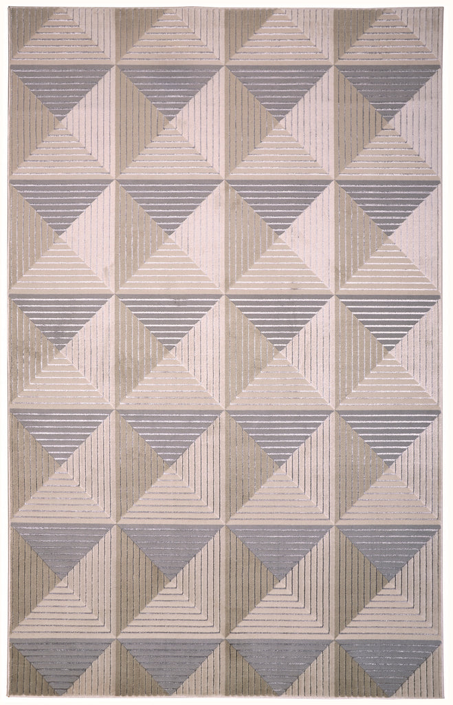 Micah Modern Geometric Ivory Gray Ivory Area Rug (3'11" x 6')