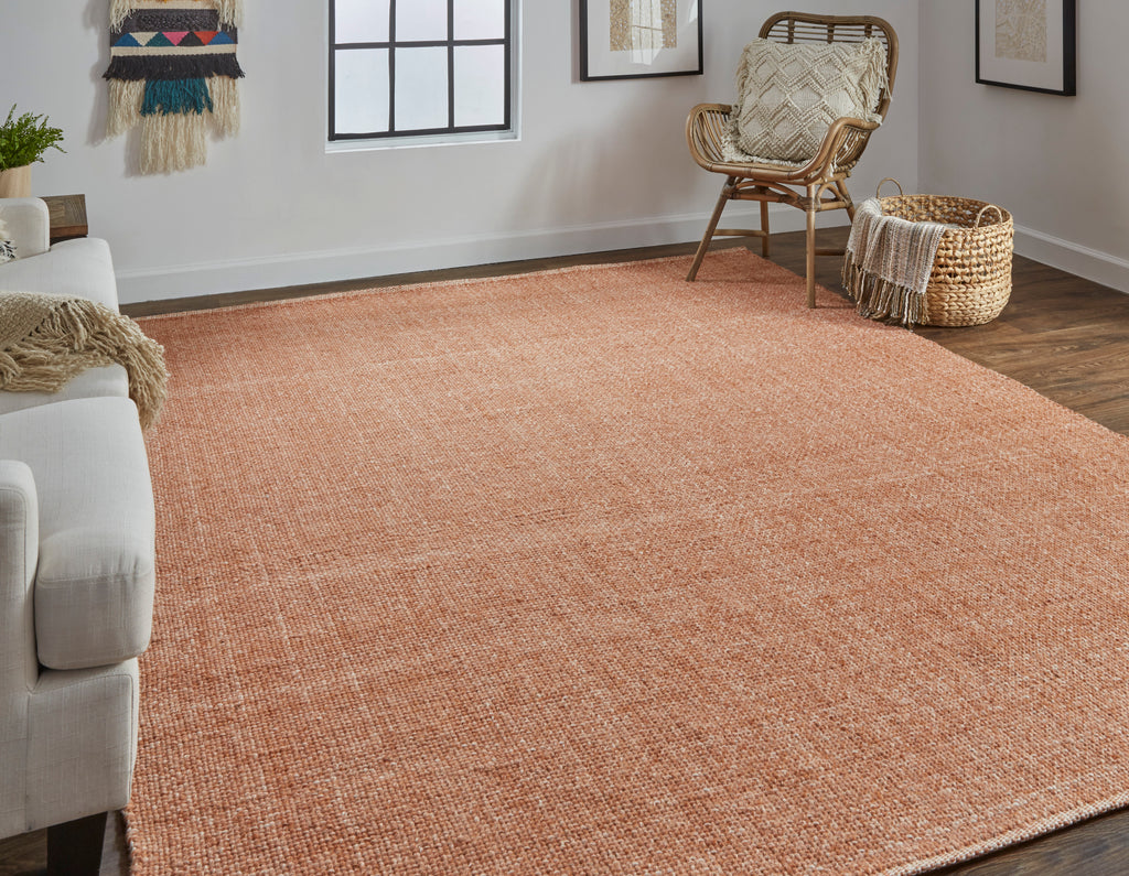 Naples Transitional Solid Orange Area Rug (5' x 8')