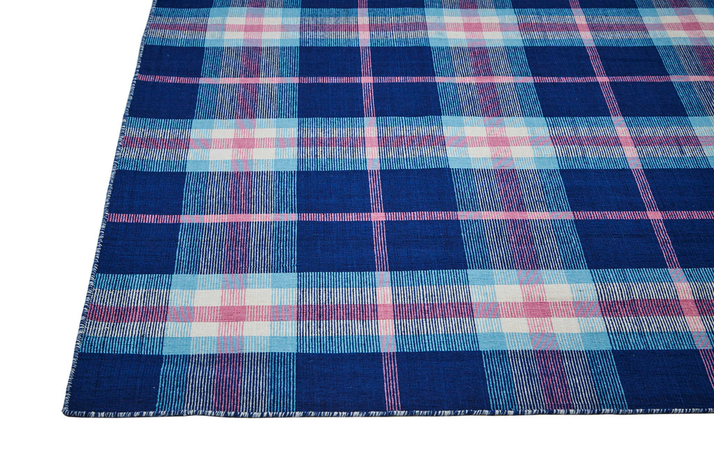 Crosby Transitional Plaid Blue Pink White Area Rug (2' x 3')