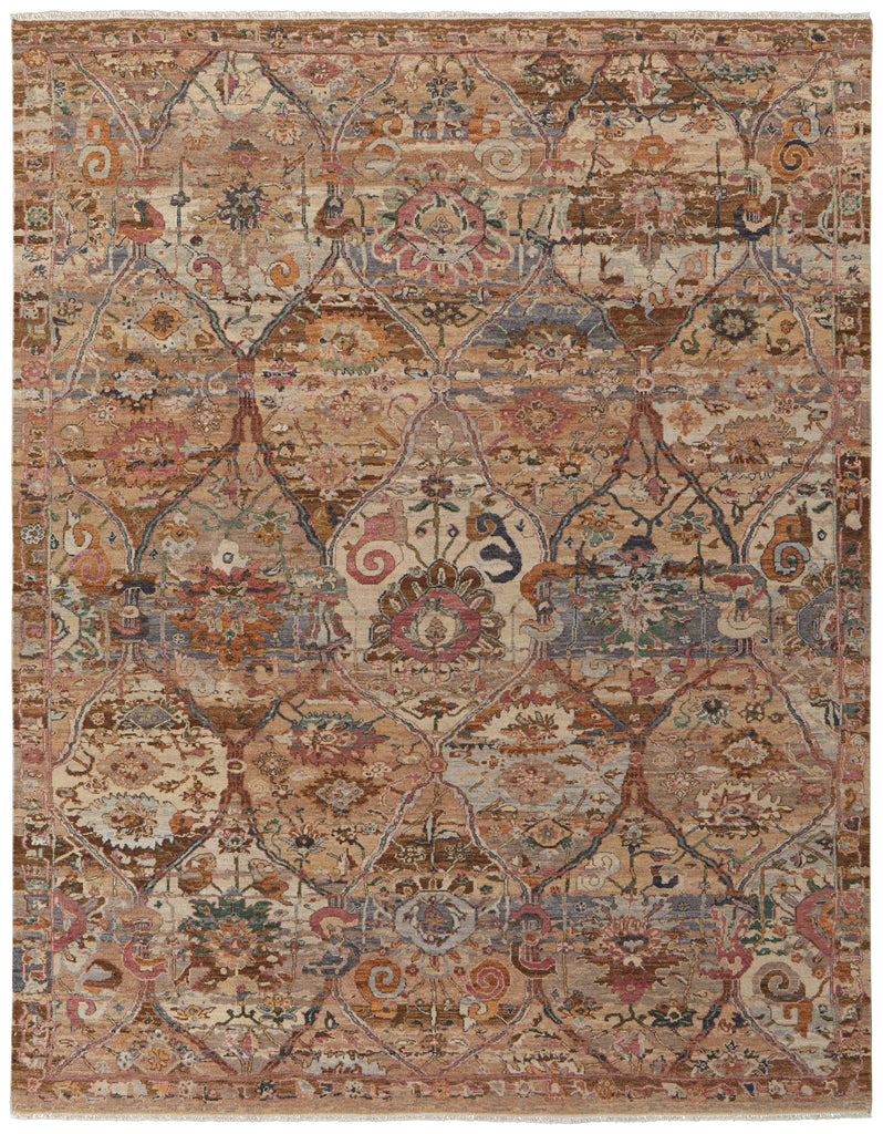 Rapsody Transitional Moroccan Brown Tan Pink Area Rug (8'6" x 11'6")