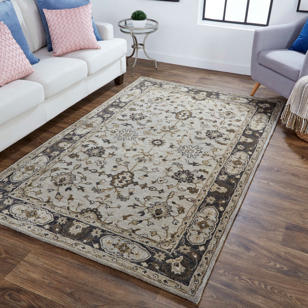 Eaton Traditional Oriental Gray Ivory Taupe Area Rug (2' x 3')