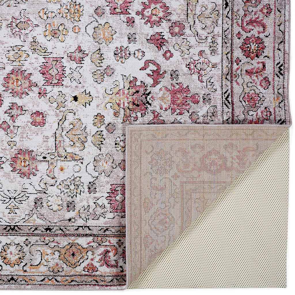 Armant Traditional Oriental Ivory Pink Gray Area Rug (2'3" x 7'9")