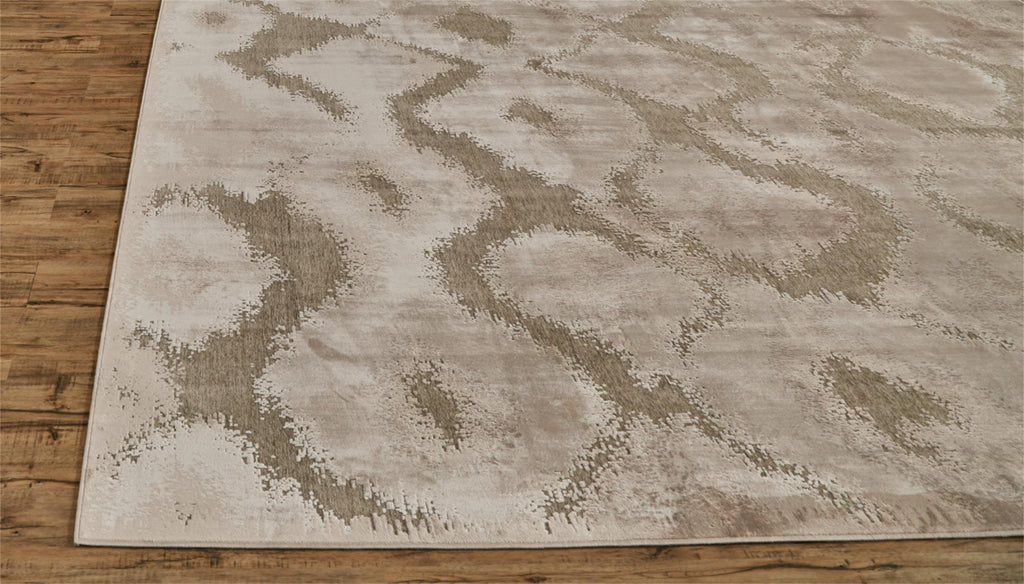 Saphir Zam Modern Abstract Ivory Gray Taupe Area Rug (1'9" x 2'10")