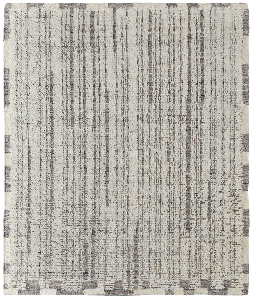 Ashby Transitional Stripes Ivory Gray Area Rug (5'6" x 8'6")