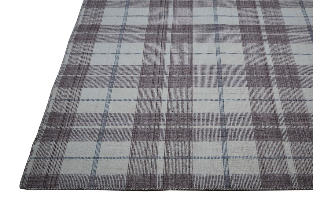 Crosby Transitional Plaid Gray Taupe Ivory Area Rug (8' x 10')