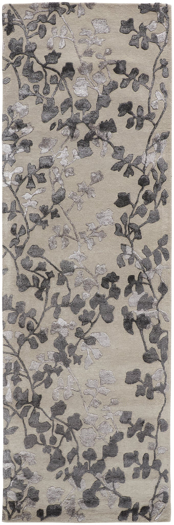 Bella Transitional Floral Botanical Gray Silver Taupe Area Rug (2'6" x 8')