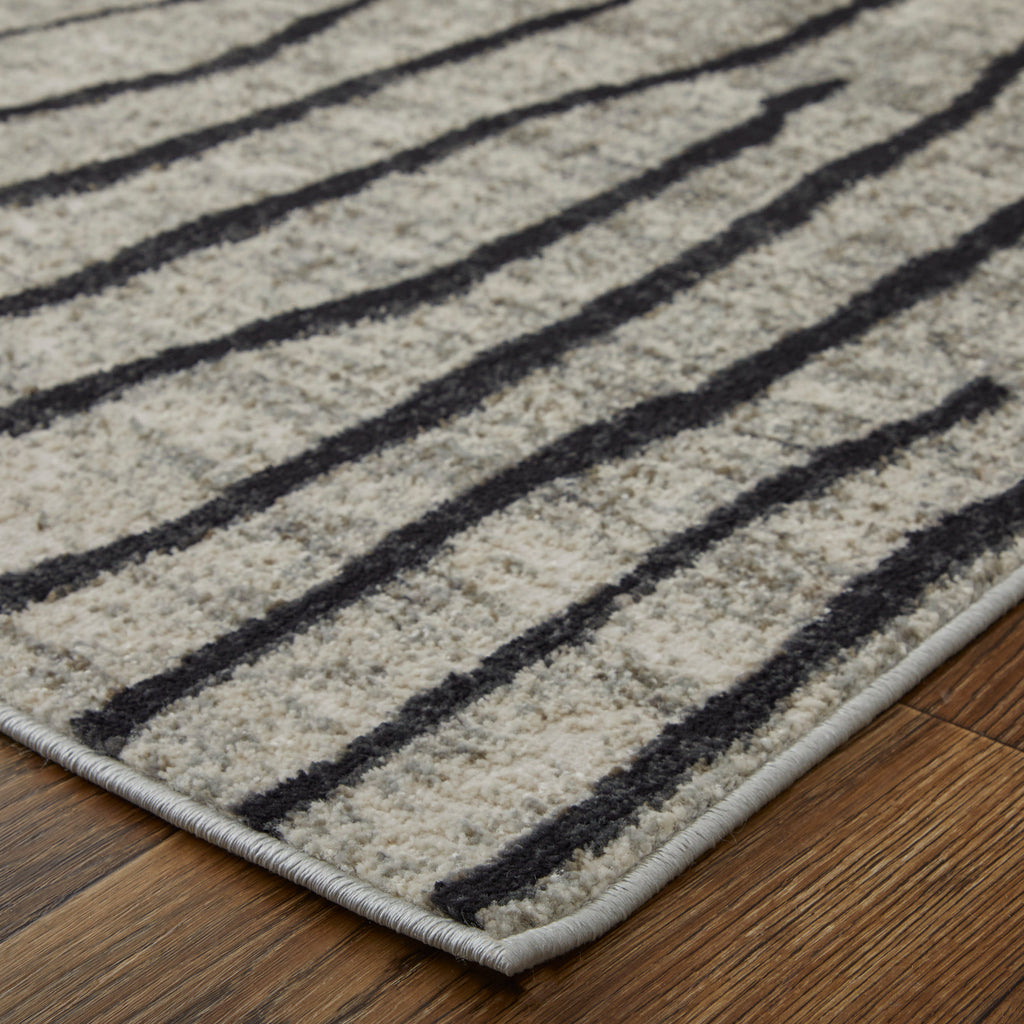 Kano Transitional Abstract Gray Black Taupe Area Rug (5'3" x 7'6")