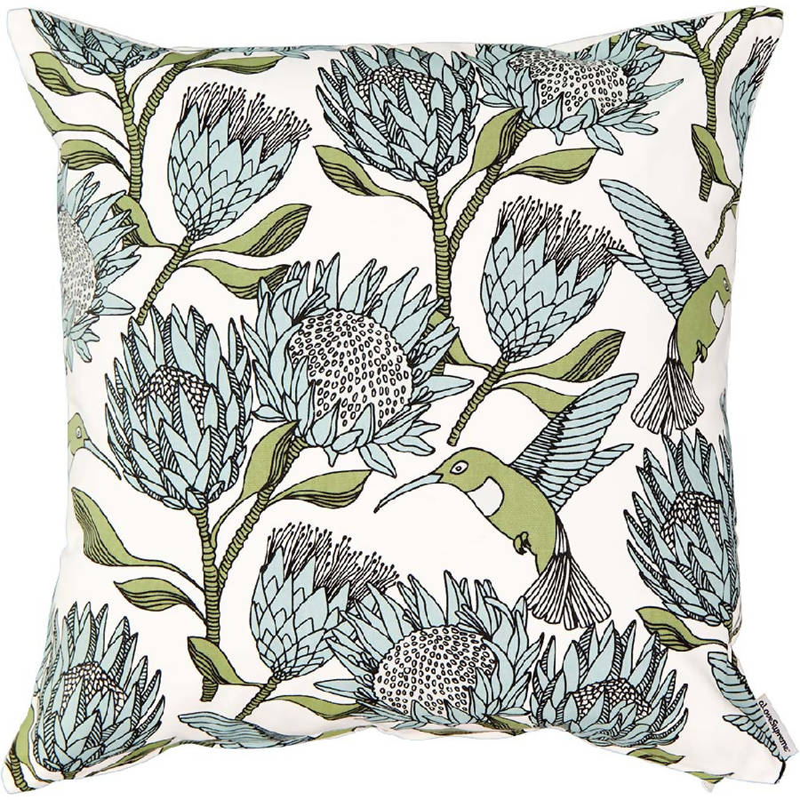 Pillow Cover / Protea (Blue on White)