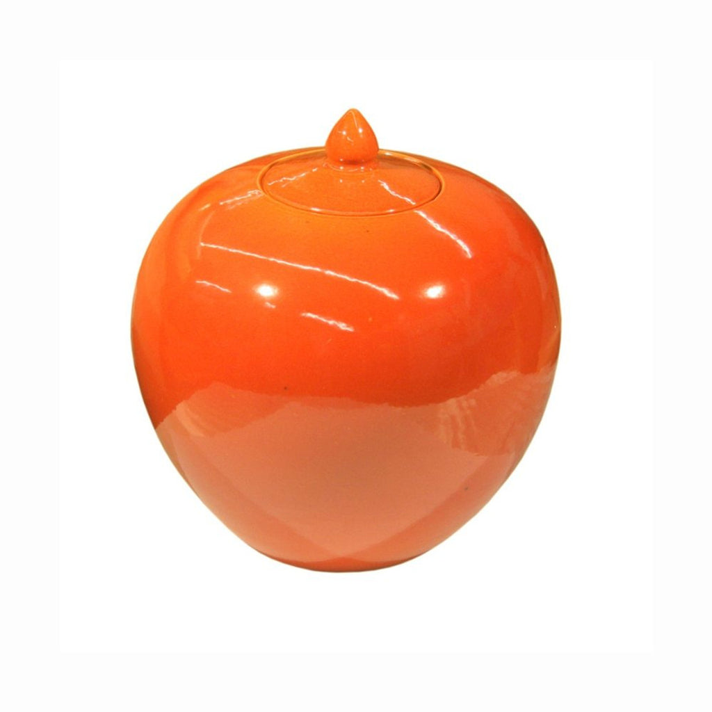 Orange Crackle Porcelain Melon Jar