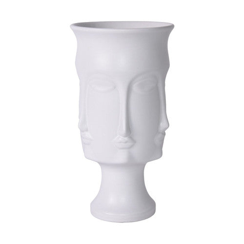 Matte White Face Vase Tall