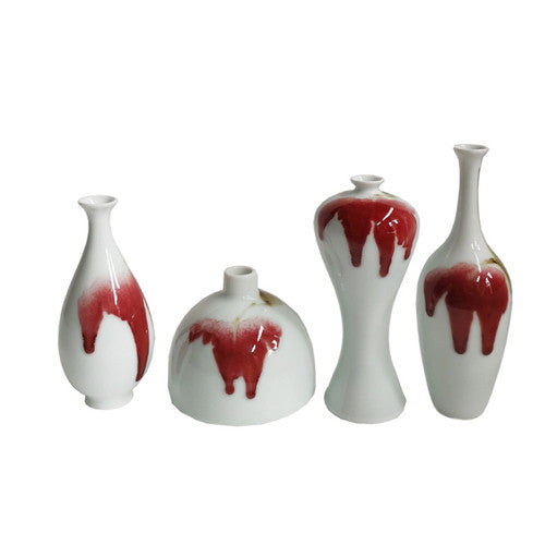 Lang Red Set of 4 Bud Vases