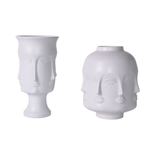 Matte White Face Vase Tall