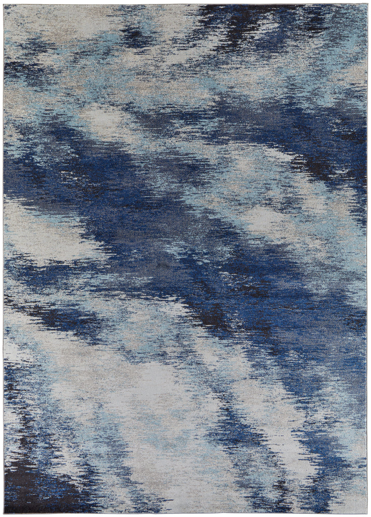 Edgemont Modern Abstract Blue Ivory Area Rug (3' x 5' / Pattern 3)