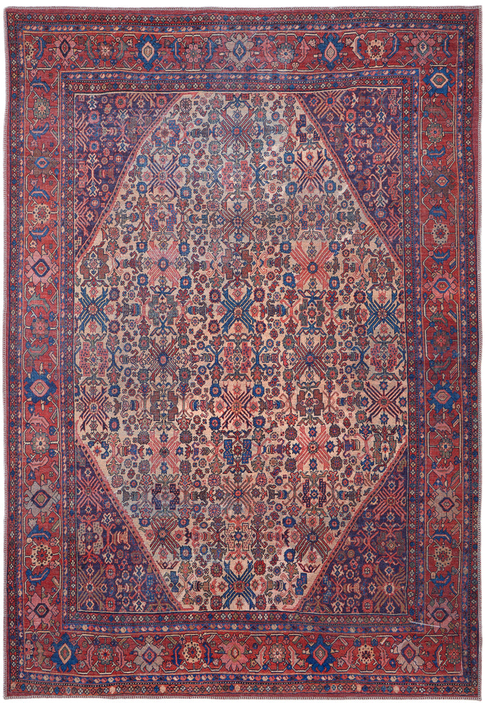 Rawlins Transitional Medallion Red Tan Blue Area Rug (2' x 3' / Pattern 1)