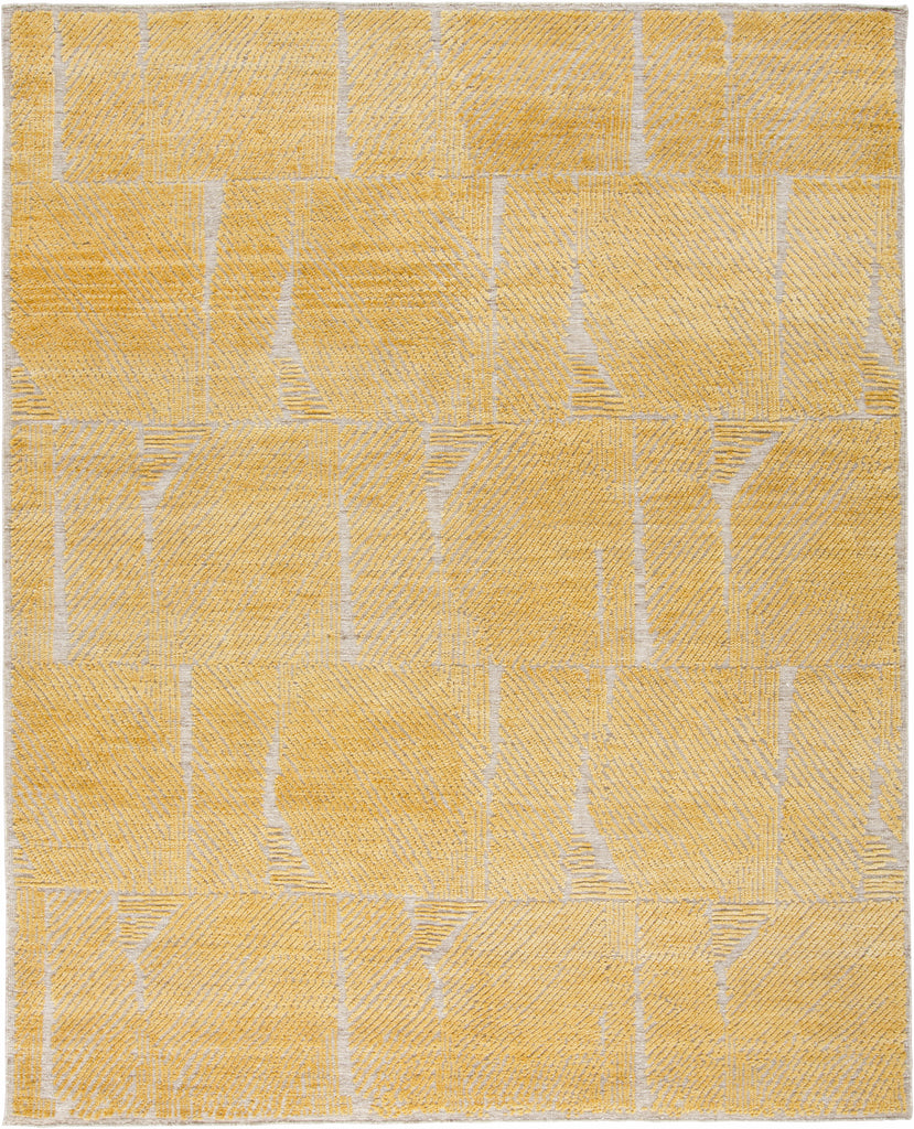 Norah Modern Solid Yellow Gold Ivory Area Rug (9'6" x 13'6")