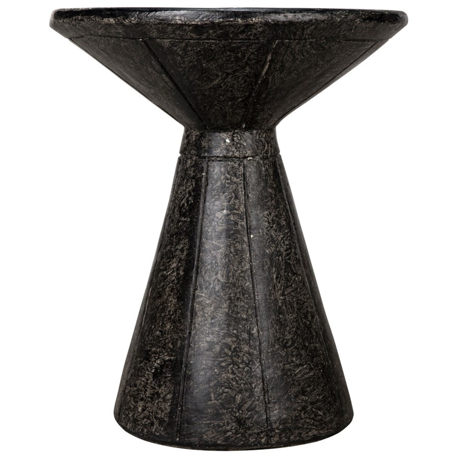 Pedestal Side Table, Black Fiber Cement