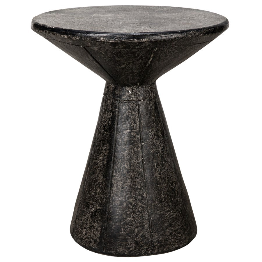 Pedestal Side Table, Black Fiber Cement